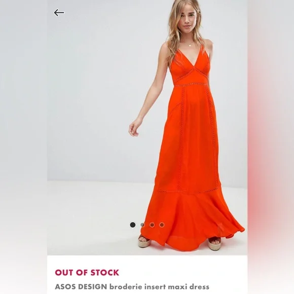 ASOS Design broderie insert maxi dress-Red